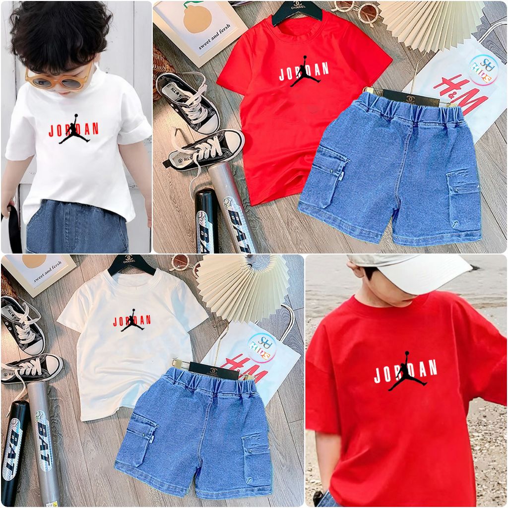 Set bộ bé trai cực đẹp, áo cotton 100%, quần jean mát, thoải mái - Mẫu JD cực đẹp - SUG007
