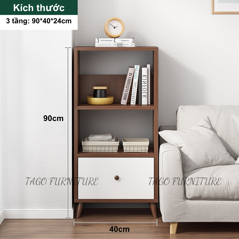 Kệ sách gỗ màu óc chó để sàn FULL HẬU phong cách Bắc Âu nhiều lắp ghép dễ dàng gỗ MDF phủ Melamine | BigBuy360 - bigbuy360.vn