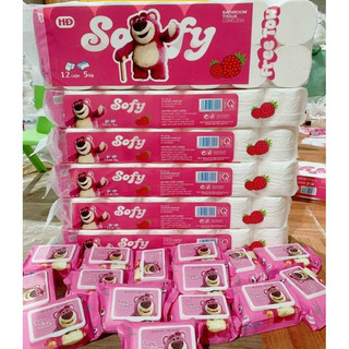 giấy vệ sinh soffy bịch 10cuộn( tặng thêm 2 cuộn và 1 gói giấy ướt )