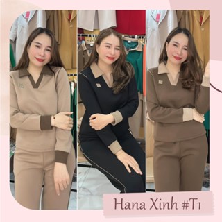  Set Bộ Cổ Bẻ Tay Bo Logo Nổi Chất Liệu Xleo Hàn Cao Cấp Siêu Mịn Không Nhăn Set Thu Đông Trẻ Trung - T1 