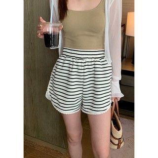 Quần đùi sọc ngang nữ quần sooc nữ form rộng quần đùi nữ hàn quốc dáng rộng cao cấp thời trang