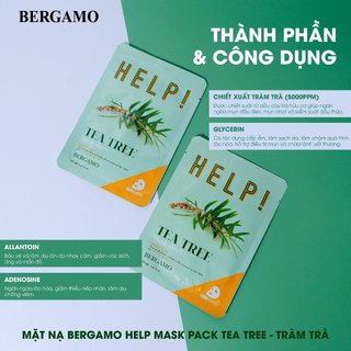Mặt nạ Bergamo Help Mask Pack Tea Tree - Tràm trà (Miếng)