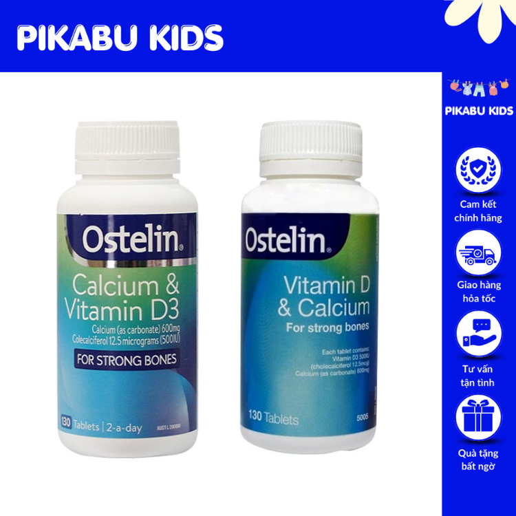 Canxi Bầu Úc Ostelin Calcium & Vitamin D3 Lọ 130 Viên