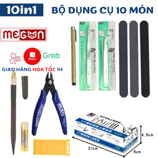 Bộ dụng cụ lắp ghép mô hình 10 món, kìm cắt, nhíp sửa chữa trang trí đồ dùng vật dụng tiện ích, dụng cụ mô hình Megun