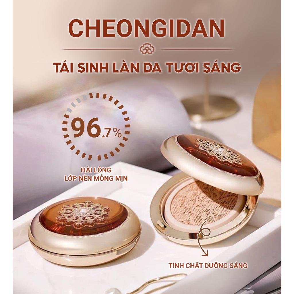 Hannah Olala x Whoo x Cushion chống lão hóa cao cấp Cheongidan Essence Cushion 15g (kèm thêm lõi 15g và Cọ đánh nền)