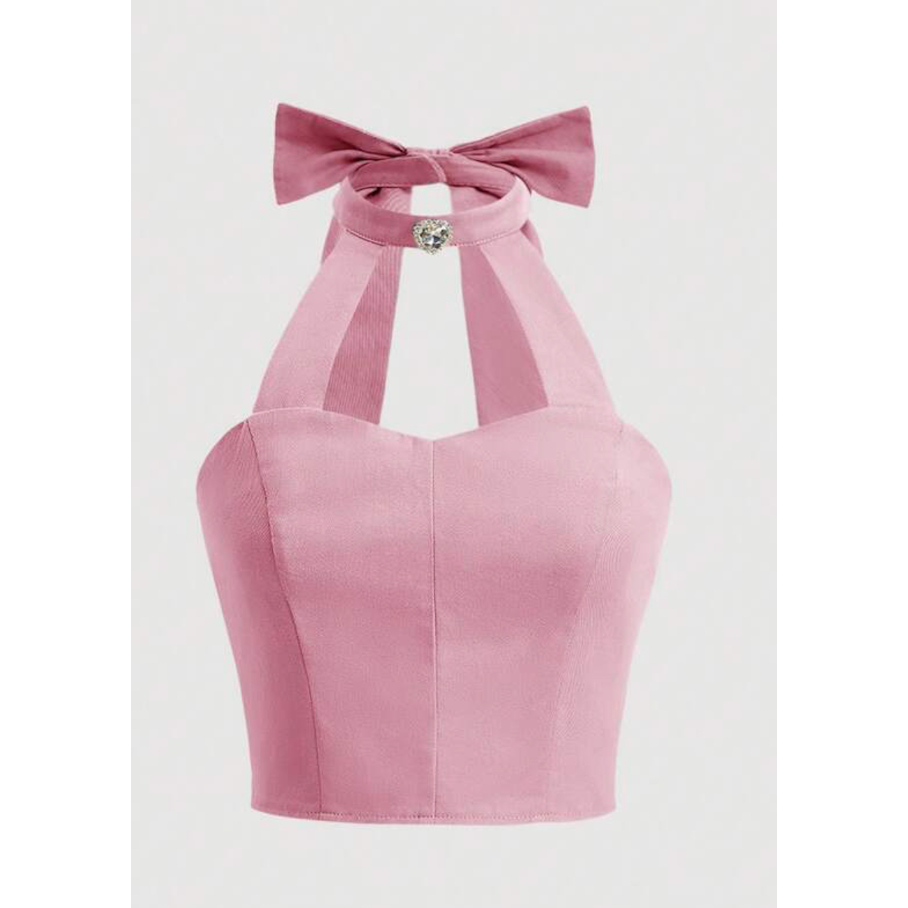 (SẴN XS) CAMI JEANS TOP (PINK)