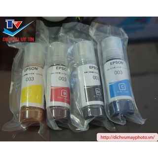 ☘️Mực in màu 003 Epson L1110, L3110, L3150,L3250, L4150,L1110, L5290, L1250, L5190- mã 003 (Đen/xanh/đỏ/vàng) nhập khẩu