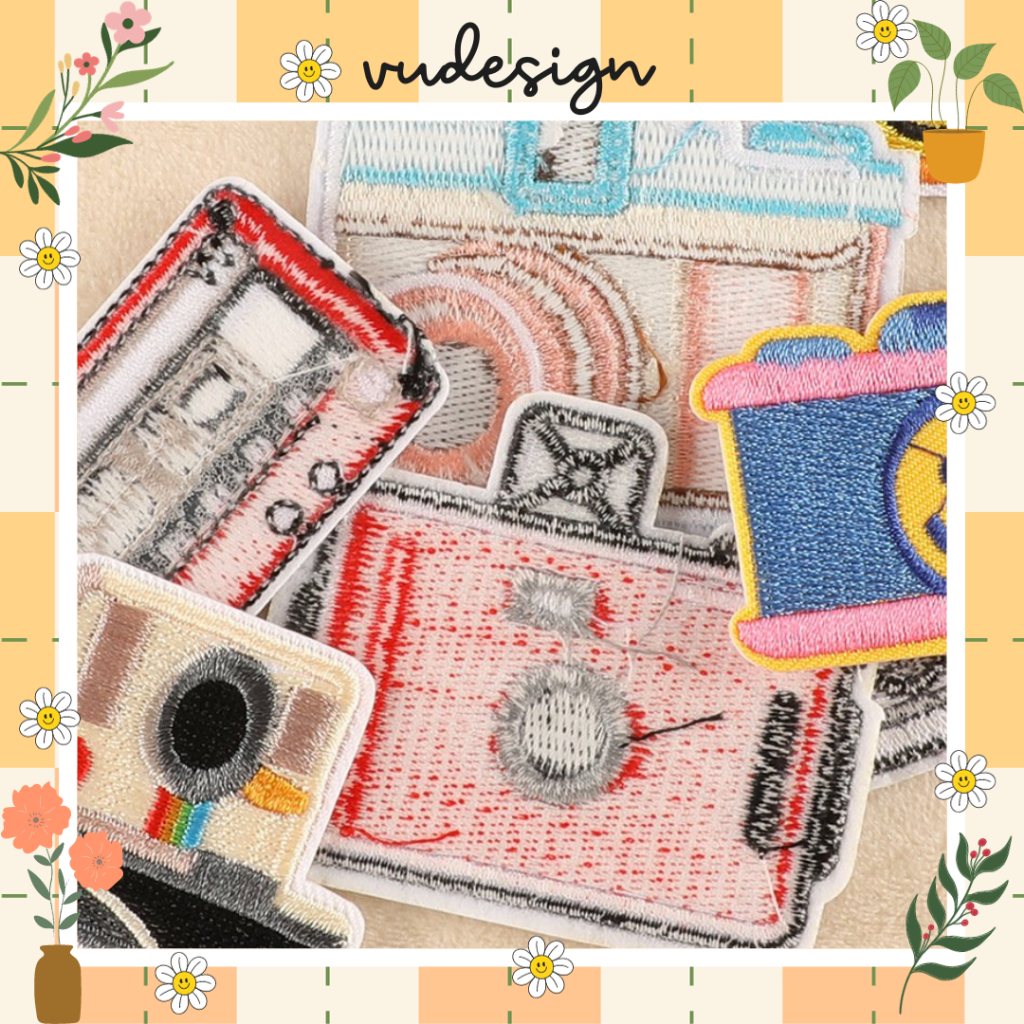 Sticker Dán Vải, Sticker Ủi Thêu Quần Áo, Balo Hình Máy Ảnh Camera Instagram Radio Cassette Vudesign