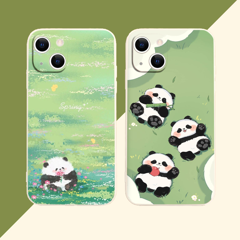 Ốp Điện Thoại Viền Vuông Hình Gấu Trúc Tự Do vui chơi Cho Iphone 15 13 14 12 11 Pro MAX 11 XR XS MAX 7 8P 6S e1681