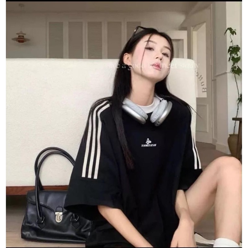 Áo thun phối viền cổ sọc tay thêu AP chất cotton su nhẹ mát | BigBuy360 - bigbuy360.vn