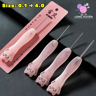   SẴN  Kim móc len Jinlan mèo thần tài hồng nhạt 