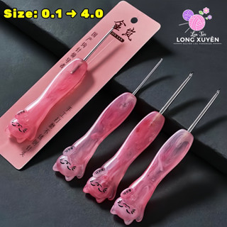 [SẴN] Kim móc len Jinlan mèo thần tài hồng đậm