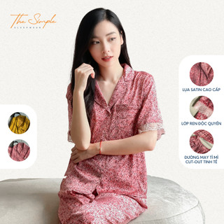 Bộ Pyjama lụa cao cấp viền ren The Simple Sleepwear, bộ pyjama nữ bốn màu, bộ mặc ở nhà SP09-4