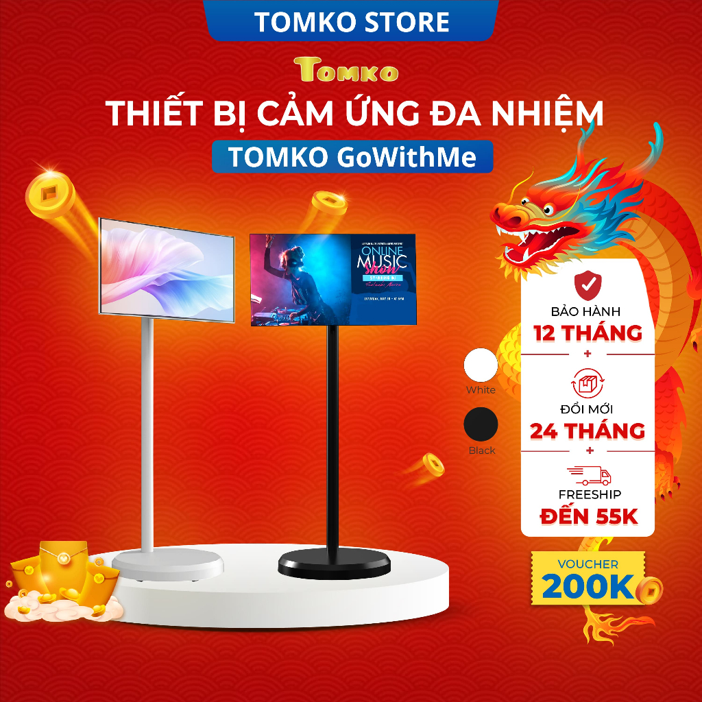 TOMKO GOWITHME, Màn hình di động thông minh TOMKO 22 inch, dùng hát karaoke, làm quà tặng, thiết bị livestream, yoga | BigBuy360 - bigbuy360.vn