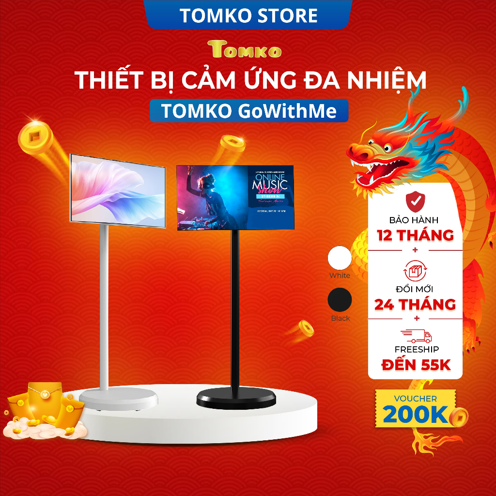 TOMKO GOWITHME, Màn hình di động thông minh TOMKO 22 inch, dùng hát karaoke, làm quà tặng, thiết bị livestream