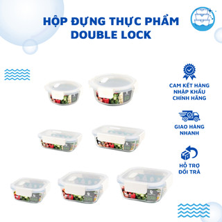 Hộp Thủy Tinh Đựng Thực Phẩm Tủ Lạnh Double Lock Glass, Hộp Bảo Quản TP Dùng Được Trong Lò Vi Sóng.