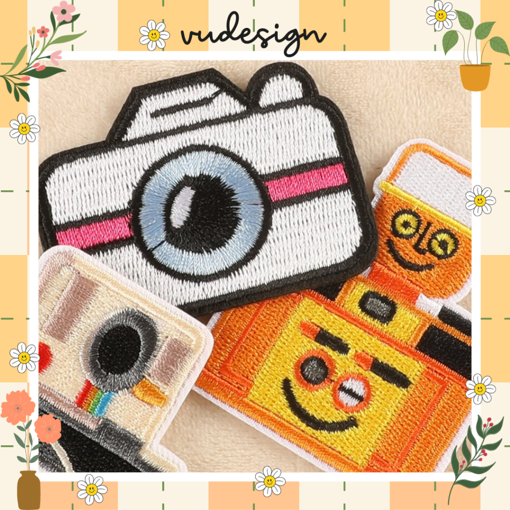 Sticker Dán Vải, Sticker Ủi Thêu Quần Áo, Balo Hình Máy Ảnh Camera Instagram Radio Cassette Vudesign
