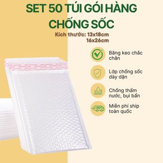 50 Túi Bóng Khí Gói Hàng Túi Đóng Hàng Niêm Phong Tự Dính TUIGOIHANG Màu Trắng nhiều kích thước, Có Sẵn Lớp Dán TiệLợ50