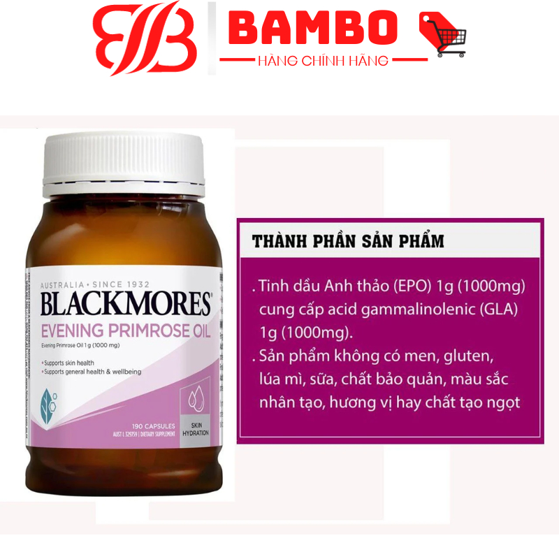 Viên uống tinh dầu hoa anh thảo hàn quốc cân bằng nội tiết tố nữ 300 viên Và Blackmores Úc Evening Primrose Oil