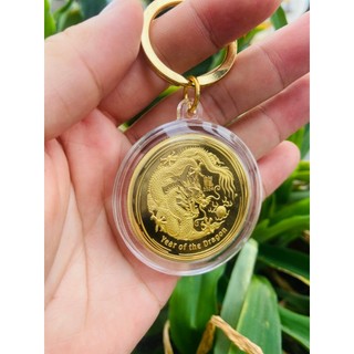 [PHONG THỦY] Cặp Tiền Xu Hình Con Rồng Úc Mạ Kim Loại Vàng Bạc - Tặng kèm túi đỏ hút lộc may mắn