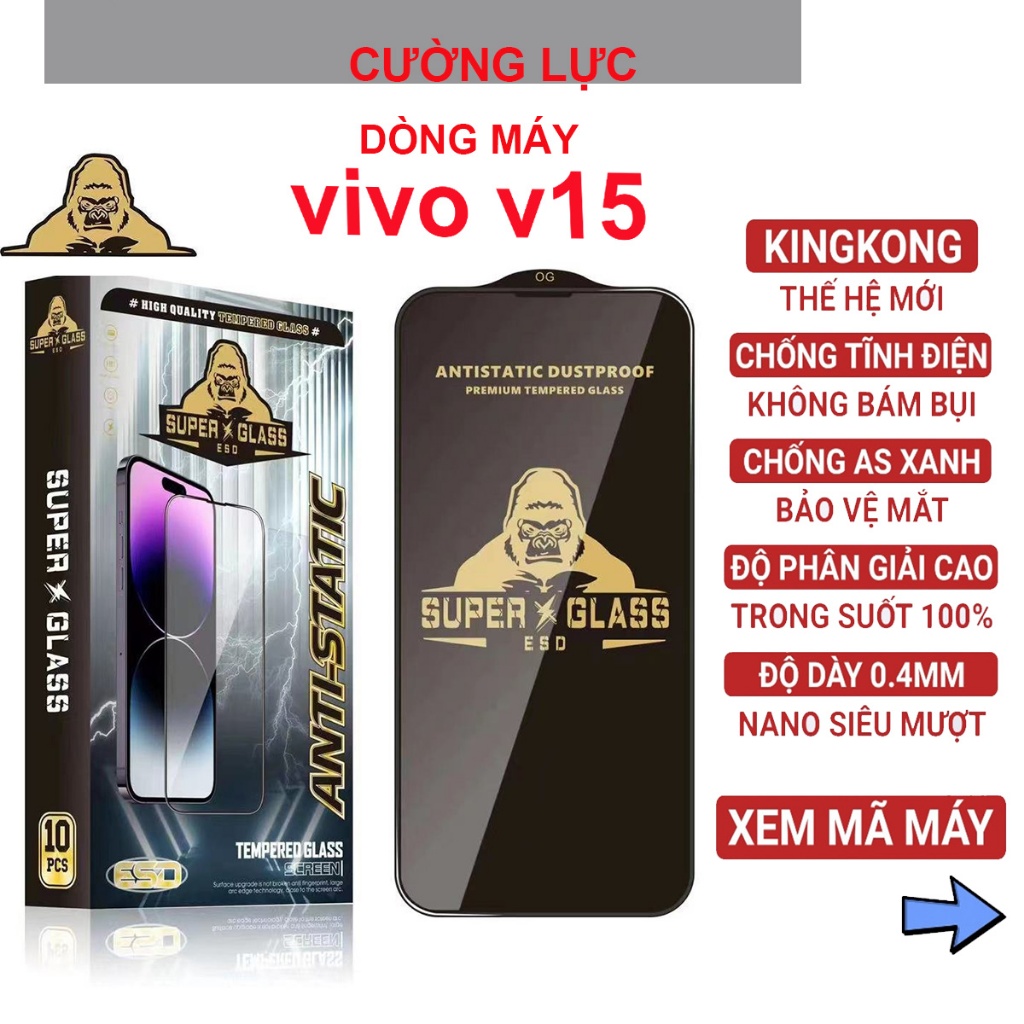 Kính cường lực vivo V15 / Y30 / Y50 (ô 20) Kingkong full màn | Miếng dán bảo vệ màn hình cho vivo