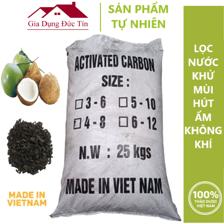 Bao 25kg than GÁO DỪA, than lọc nước, lọc khí.