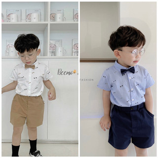 Set bộ công tử sơ mi kèm nơ bé trai beemo fashion