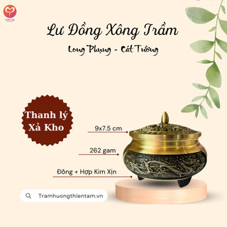 Lư đồng long phụng xông trầm hương, xông trầm nụ, bột trầm hương
