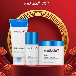 Set Medicube Zero thu nhỏ lỗ chân lông 3 bước (Sữa rửa mặt Zero Pore+ Toner Pore Pad+ Serum Pore)