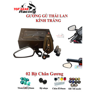 Gương Gù Thái Lan CRG Mặt Kính Trắng, Lắp Ghi Đông và Lắp Chân Gương (Giá 1 đôi) <TOPGEAR>