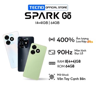 Điện thoại Tecno SPARK GO 2024 (4+4)GB/64GB - Unisoc T606 | 5000 mAh | 6,6" HD+