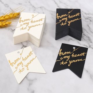 Set 50 tag tem giấy kraft vintage tem đục lỗ treo trang trí quà tặng