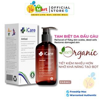 Dầu Gội iCare Pharma Antisol dược liệu pH 6.5 làm sạch gàu, giảm ngứa và bết tóc 240ml