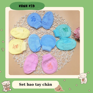 Bao tay chân Minh Triều Mintuu mẫu cổ tròn, set bao tay chân cô bo không hằn không ngứa cho trẻ sơ sinh