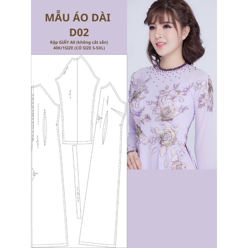 RẬP GIẤY A0 ÁO DÀI CỔ TRÒN D02