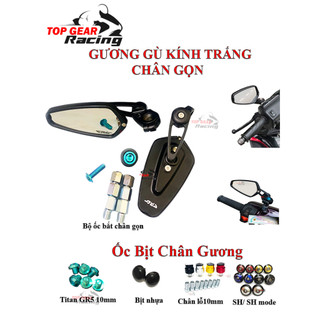 Gương gù kính trắng crg kèm ốc lắp chân mọi xe