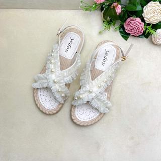 Sandal nữ quai bèo đính ngọc tiểu thư DéP Shoes