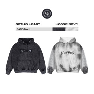 Bad Choices | Áo Hoodie nỉ cua Wash màu Gothic Heart chữ thêu form Boxy
