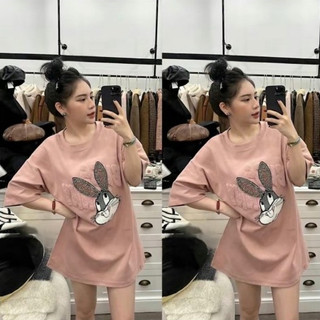 Áo thun tay nữ lỡ form rộng chất cotton khô 3158 may đáp THỎ NGỌC phong cách Hàn Quốc SANI M1250