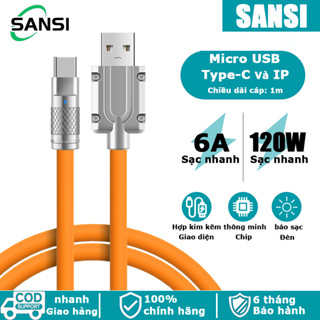 Dây Cáp Sạc Nhanh 120W 6A Bằng Hợp Kim Kẽm Và Silicon,Đối với IP, Micro USB, Type-C loại điện thoại di động