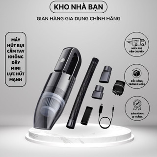 Máy hút bụi cầm tay không dây YOICE MINI ĐEN với công suất lớn 120W hút bụi ô tô, bàn ghế, máy tính và nhà cửa
