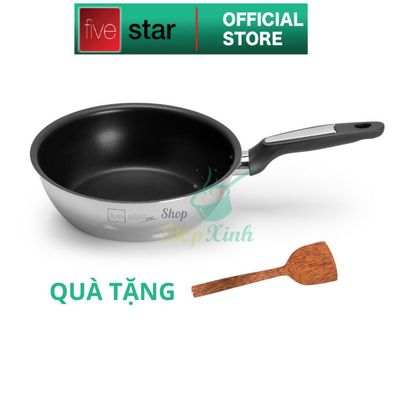 Chảo chống dính sâu lòng bếp từ Fivestar Plus 2 lớp đúc liền khối cao cấp 20cm - 28cm , tặng 1 sạn dừa