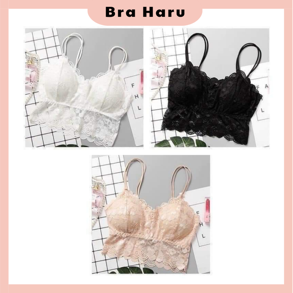Áo Bra Ren Quai Bún Mút Mỏng From To 3 Màu Trắng Đen Da 8013 [Br02 ]