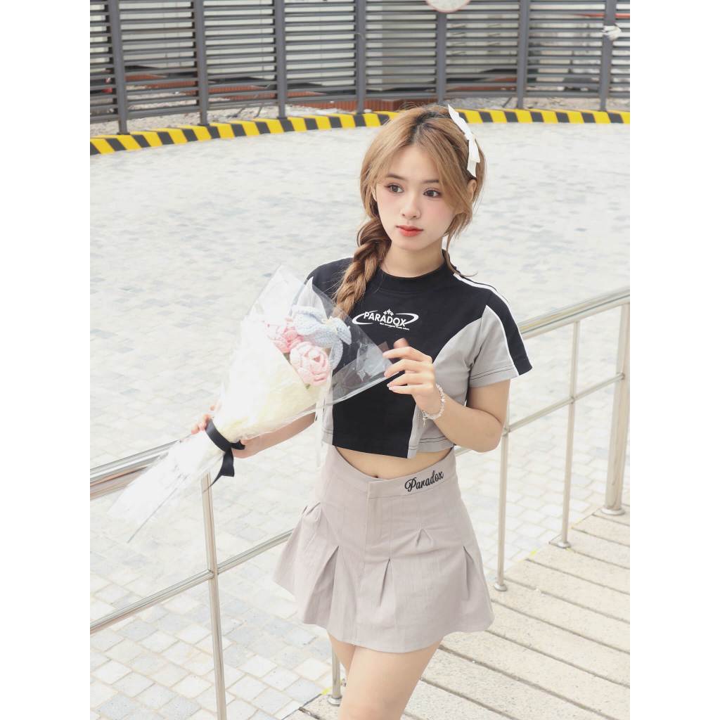 Áo thun croptop Paradox - High-class Coll. - BLEAK - Xám