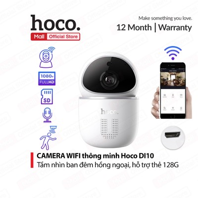 Camera Wifi thông minh Hoco DI10 đàm thoại 2 chiều,tính năng phát hiện người chuyển động,hỗ trợ tối đa 128Gb, FHD 1080P