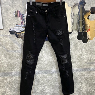 Quần AMIRI Đen Vá Da Đen Rách Vá Chuẩn Form 4 Cúc Quần Jean Skinny màu đen gối vá họa tiết bản cao cấp co dãn 4 chiều