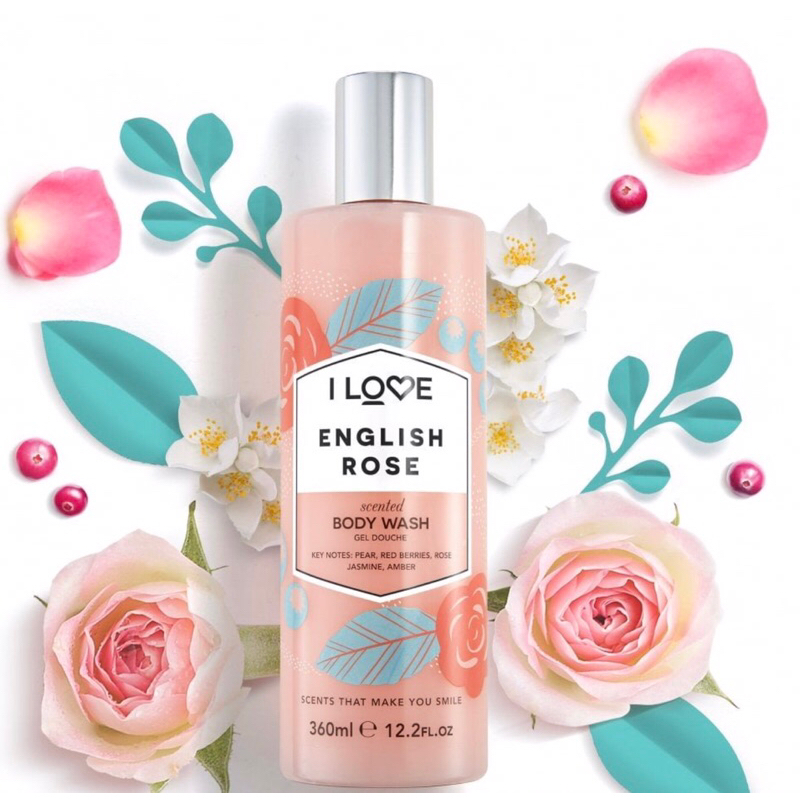 Sữa tắm tinh dầu hoa hồng I Love English Rose 360ml