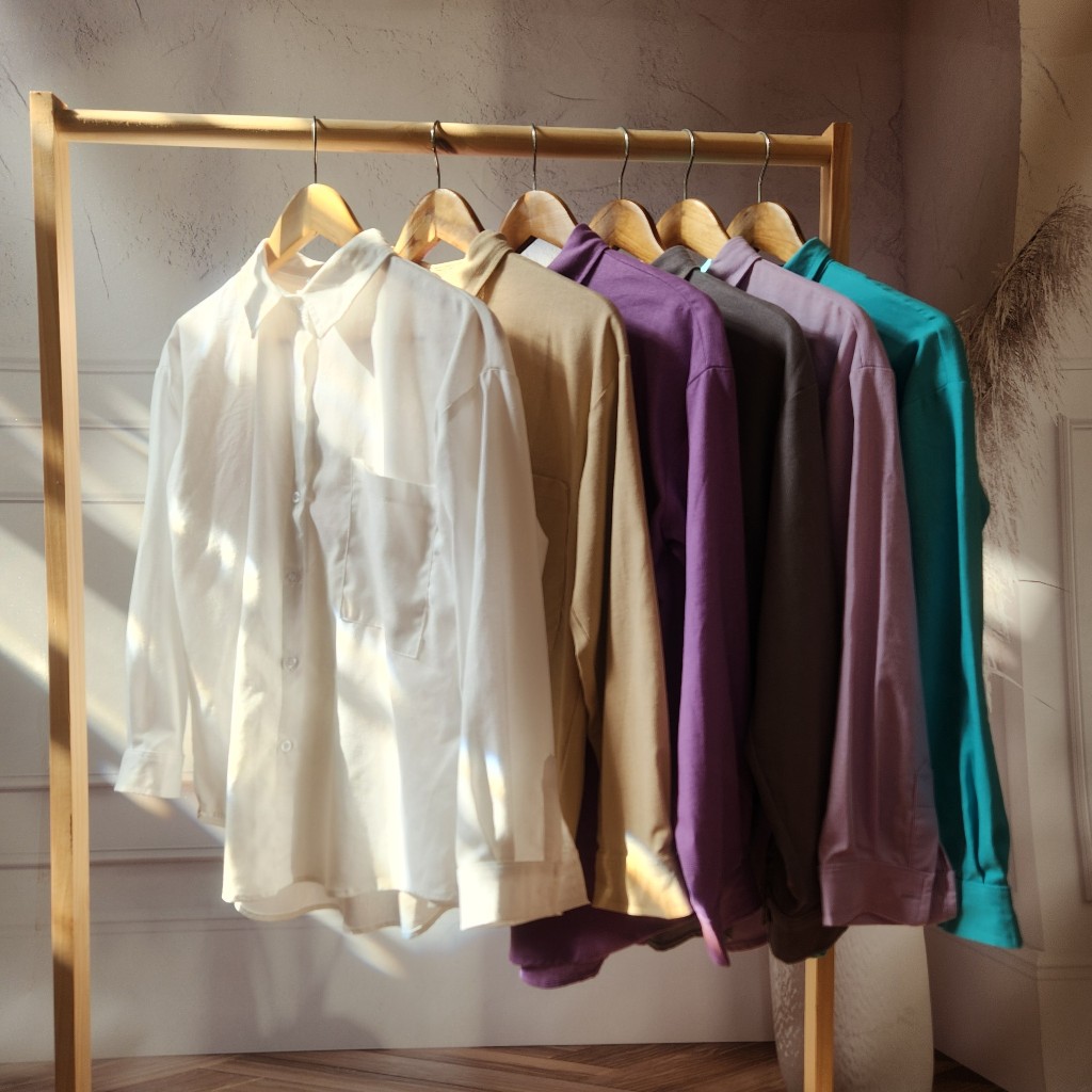 Áo sơ mi nữ linen tay dài form rộng kiểu dáng basic hàn quốc nhiều màu BOYFRIEND Linen Shirt
