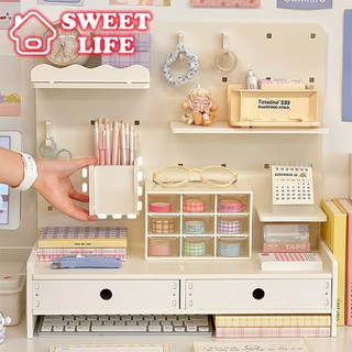 Kệ để bàn học đựng dụng cụ học tập decor trang trí phòng học màu trắng dày dặn chắc chắn gọn gàng cao cấp
