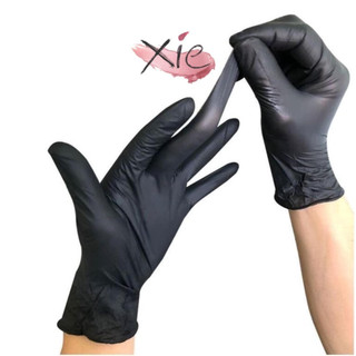 Hộp 100 chiếc găng tay / bao tay cao su y tế đen không bột chuyên dụng cho nail spa thẩm mỹ viện